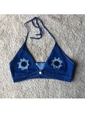 Plus Size Denim Halter Top